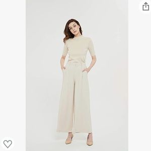 Wide leg beige trousers